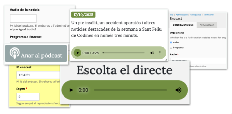 Alguns exemples de la integració amb Enacast.